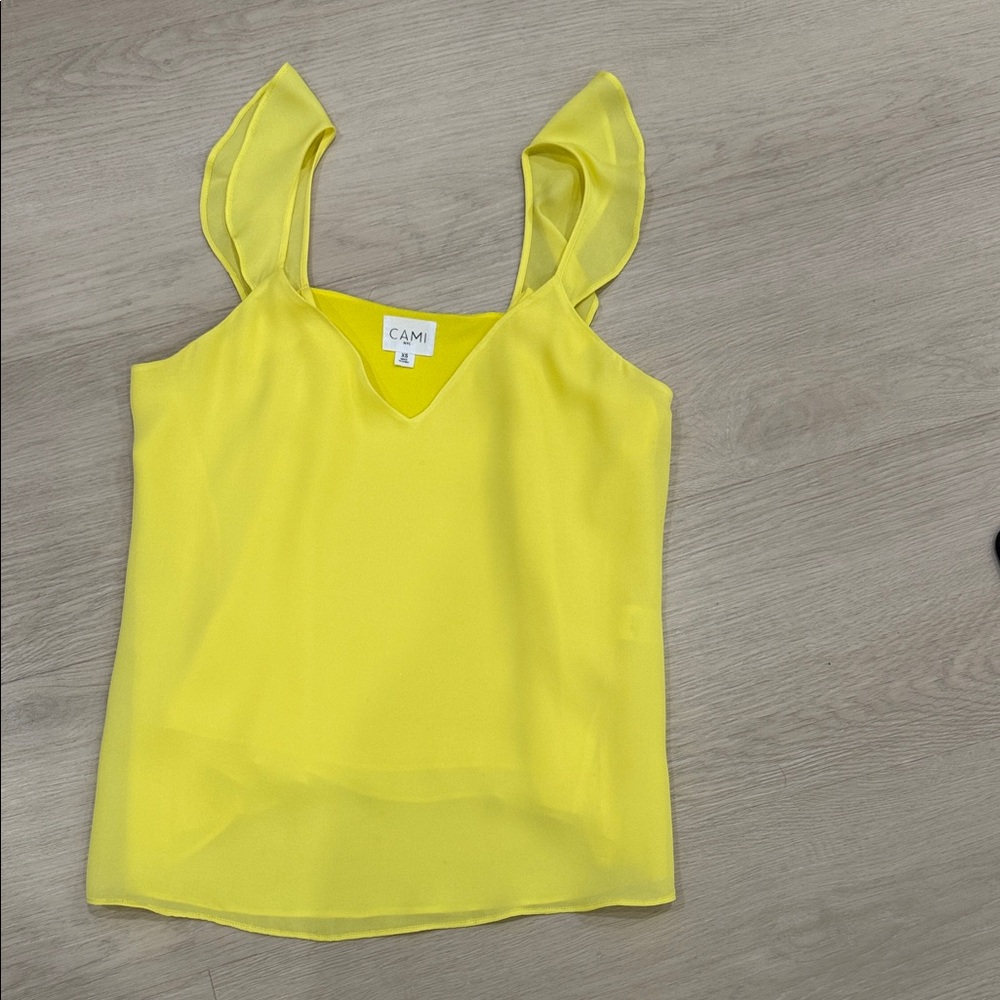 Cami NYC Bright Yellow Ruffle Tank Top